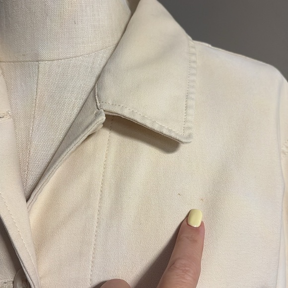 Uniqlo women’s OVERSIZED Med cotton stretch utility Jacket cream button up - Picture 8 of 15